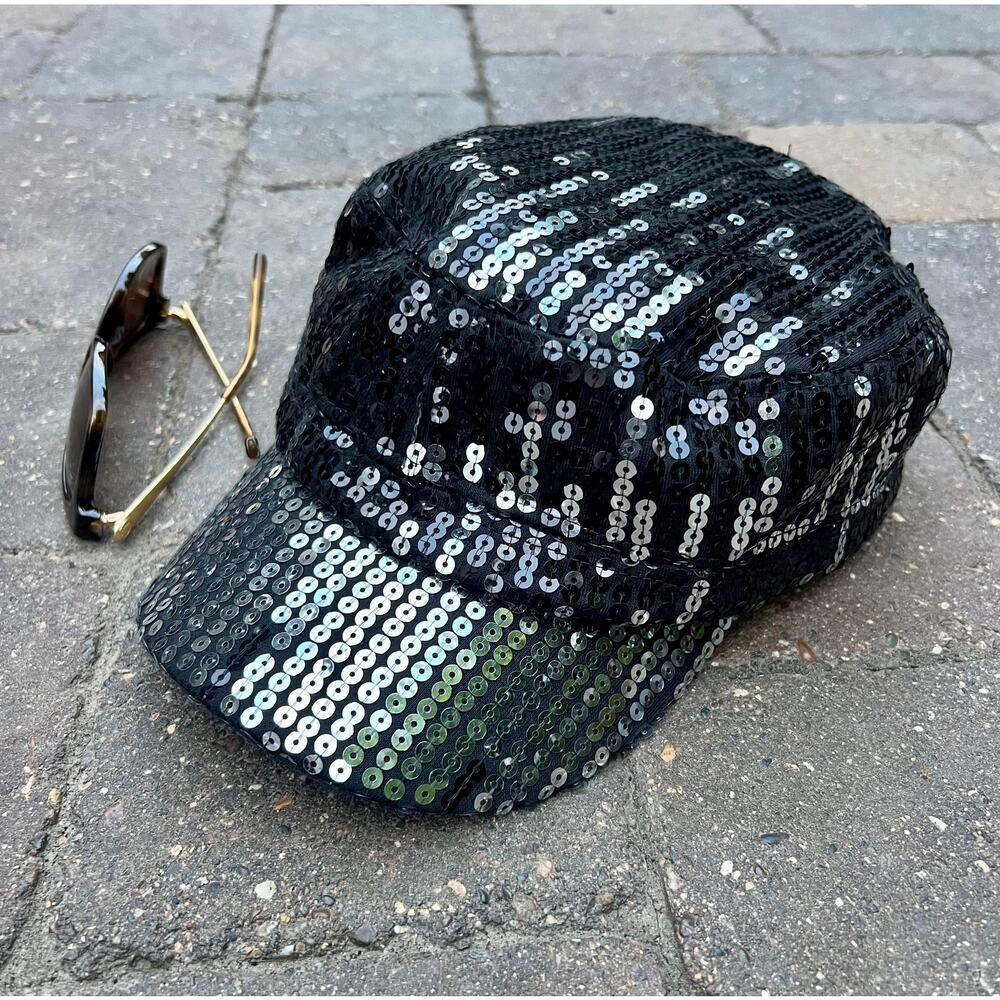 LOGA y2k black sequin summer festival cap